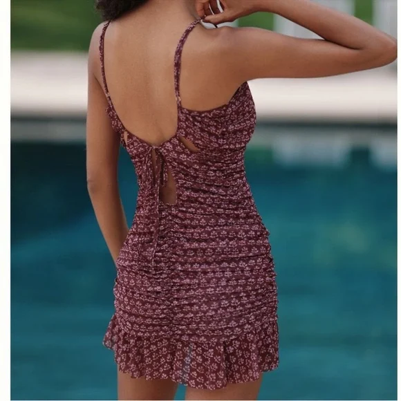 Anthropologie Ruched Floral Swim Coverup Dress - Picture 2 of 2